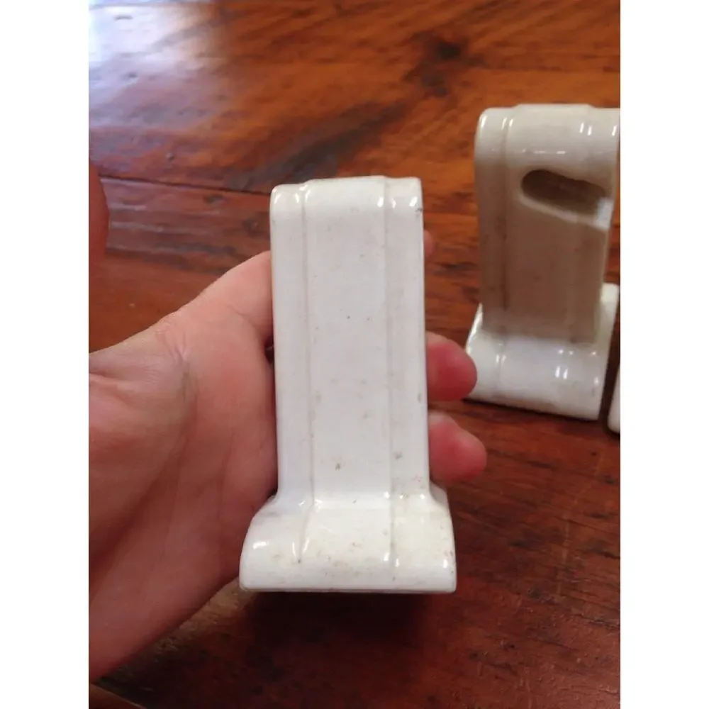 Vtg Antique Porcelain Art Deco Bathroom Towel Toilet Roll Brackets Set Various